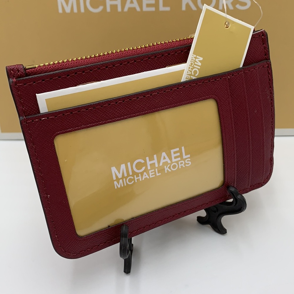 MICHAEL KORS SMALL TOP ZIP COINPOUCH WITH ID CARD MULBERRY COLOR - Picture 7 of 12